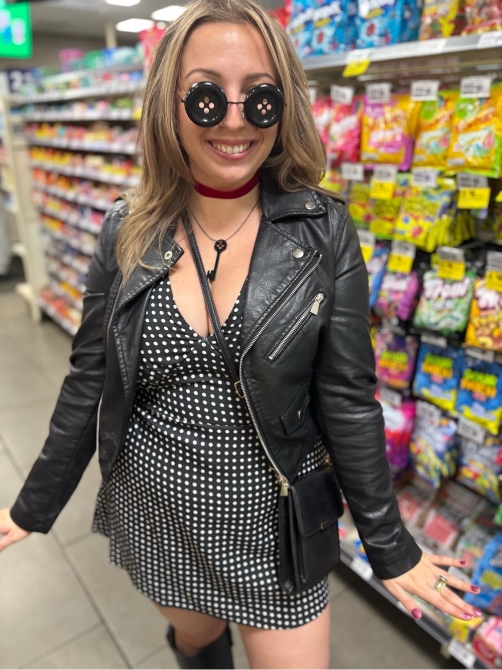 Princess Polly Black and White Polka Dot V-Neck Mini Dress